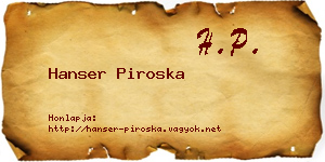 Hanser Piroska névjegykártya